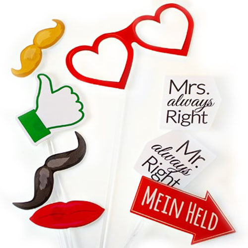 Diverse fotoprops op een stokje